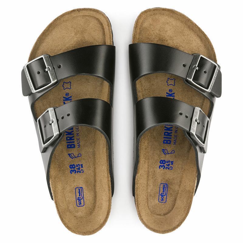 Birkenstock Soft Footbed Amalfi Læder Arizona Dame Sort | DK 67BEX